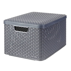 Curver Storage Box with Lid Style L 30L Metallic Silver