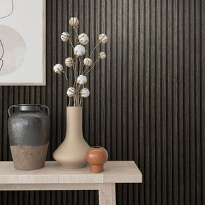 Noordwand Wallpaper Botanica Wooden Slats Black and Grey