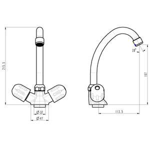 SCHÜTTE 2-Handle Sink Mixer PERUZZI Low Pressure Chrome