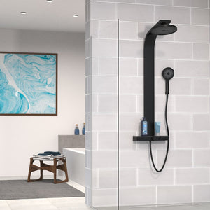 SCHÜTTE Overhead Shower Set with Thermostatic Tray SAMOA RAIN Matte Black