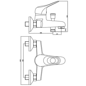 SCHÜTTE Bath Shower Mixer Tap PORTO Chrome