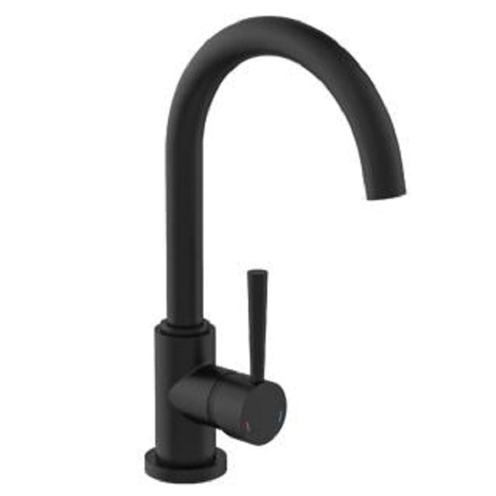 SCHÜTTE Sink Mixer with High Round Spout CORNWALL Low Pressure Black Matt