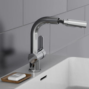 SCHÜTTE Basin Mixer with Pull-Out Spray LONDON Chrome