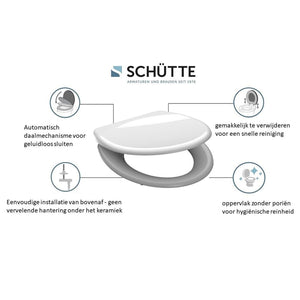 SCHÜTTE Duroplast Toilet Seat with Soft-Close Quick Release GREY