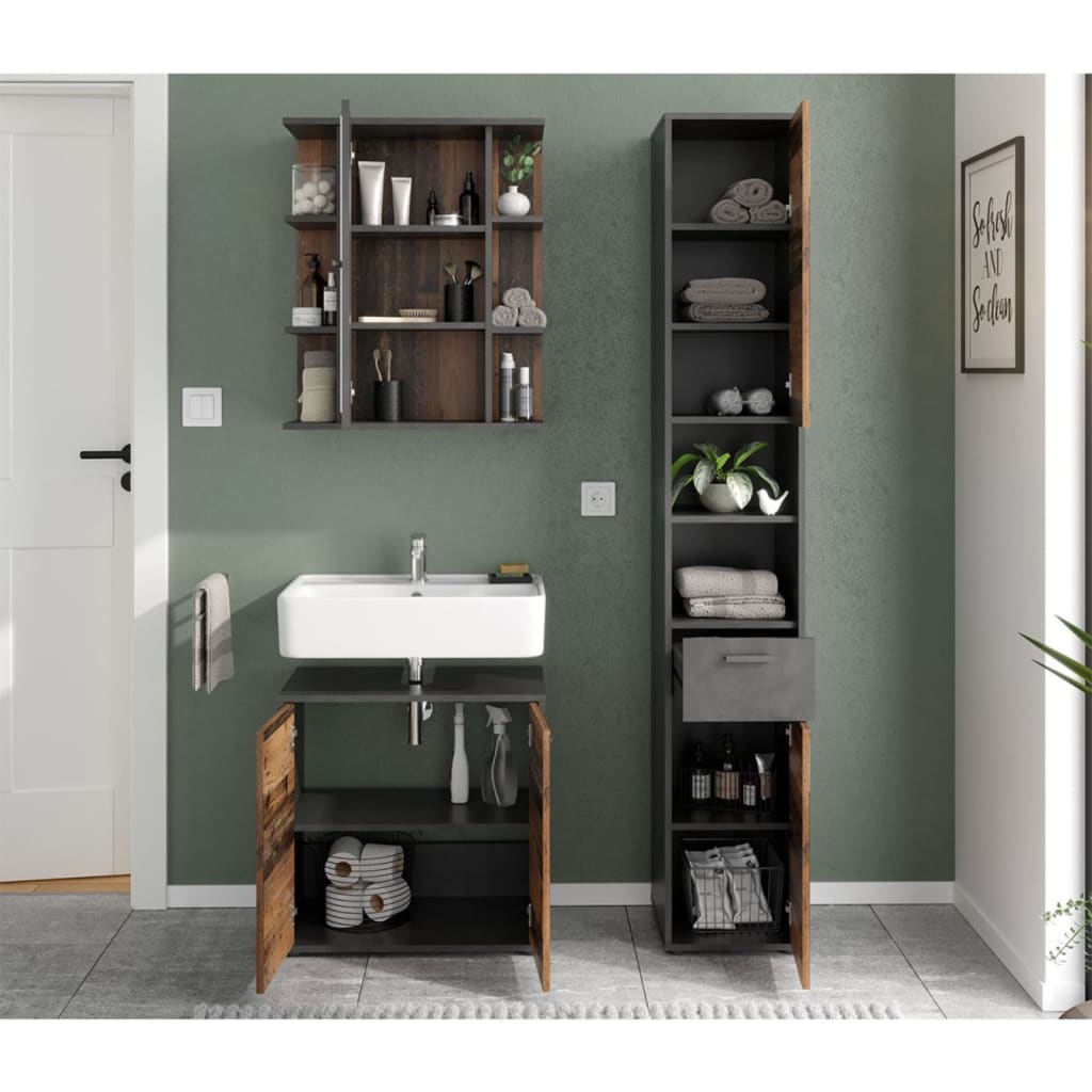 FMD Bathroom Sink Cabinet with 2 Doors Matera Old Style Dark