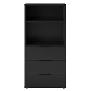 FMD Dresser with 3 Drawers and Open Shelving Black