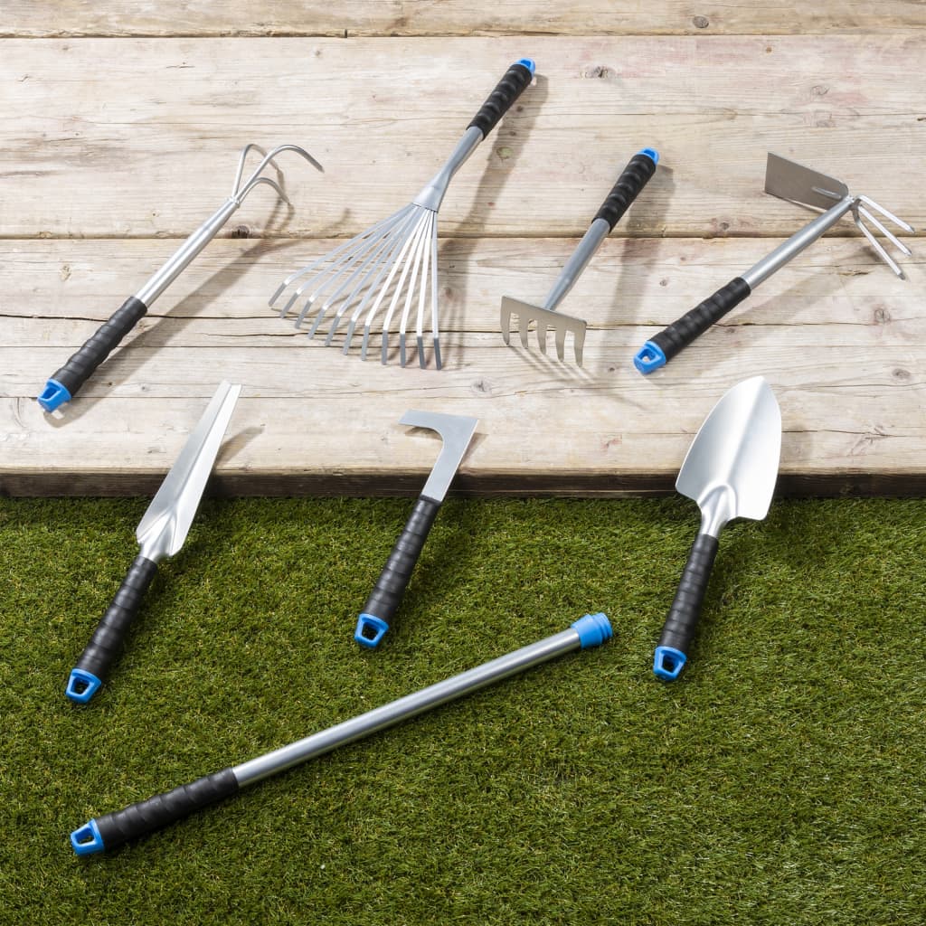 HI 8 Piece Garden Tool Set Silver Metal