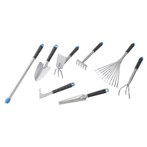 HI 8 Piece Garden Tool Set Silver Metal