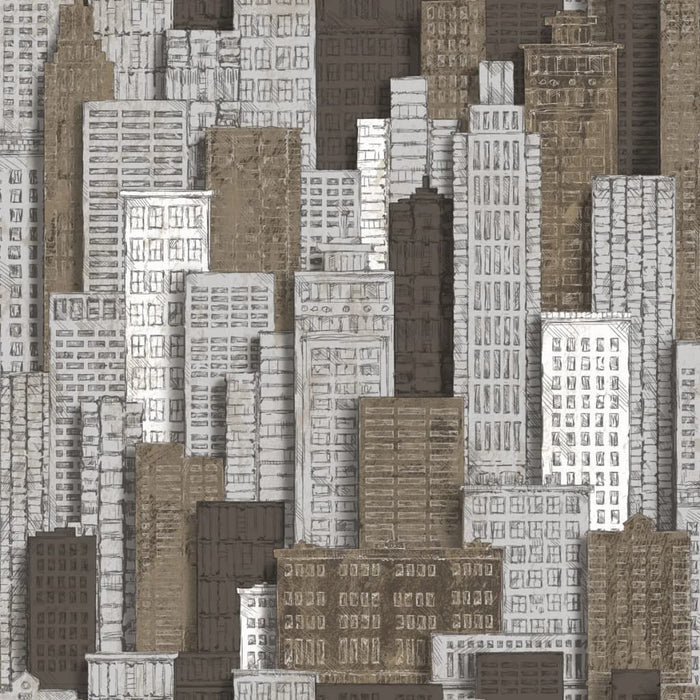 Noordwand Wallpaper Urban Friends & Coffee City Apartments White and Gold