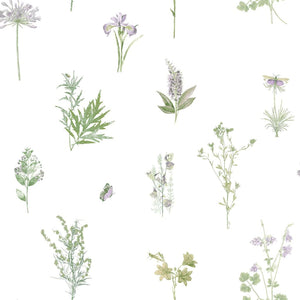 Noordwand Wallpaper Evergreen Herbs and Flowers White