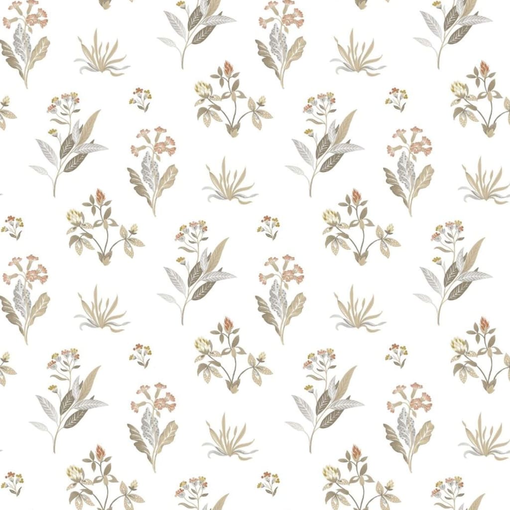 Noordwand Wallpaper Blooming Garden 6 Flowers and Plants White and Grey