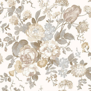 Noordwand Wallpaper Blooming Garden 6 Big Flowers Beige and Blue