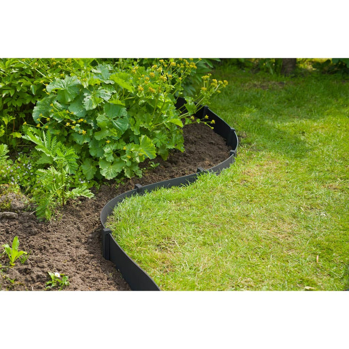 Nature Garden Border Edging Set H7.5 cm x 10 m with Spike Black