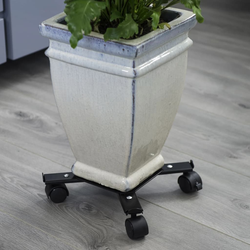 Nature Adjustable Plant Trolley 4-armed Metal Black