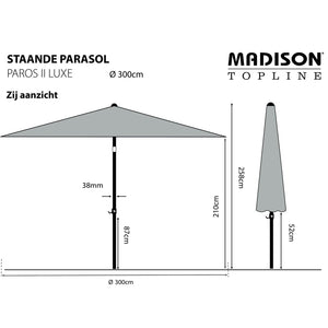 Madison Garden Parasol Paros II Luxe 300 cm Grey