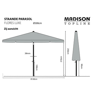 Madison Garden Parasol  Flores Luxe 300 cm Round Light Grey