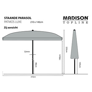 Madison Parasol Patmos Luxe Rectangle 210x140 cm Taupe