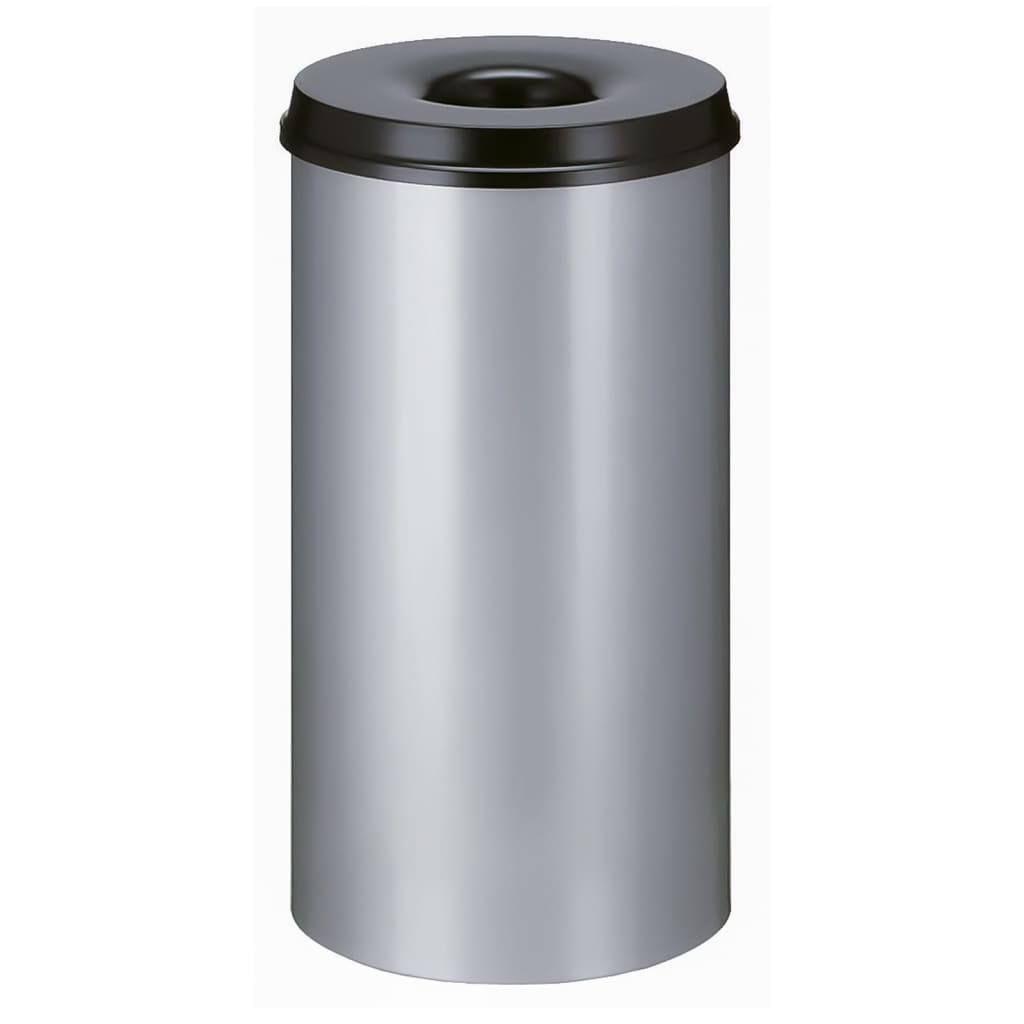 V-Part Self Extinguishing Waste Paper Bin 50 L Silver and Black