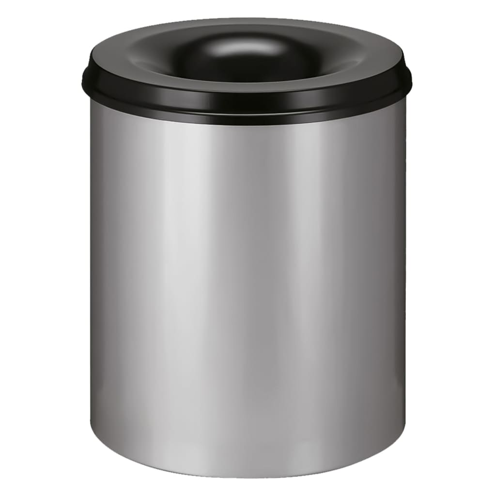 V-Part Self Extinguishing Waste Paper Bin 80 L Silver and Black