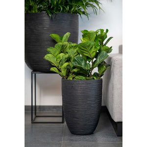 Capi Egg Planter Nature Rib 54x52 cm Black KBLR935