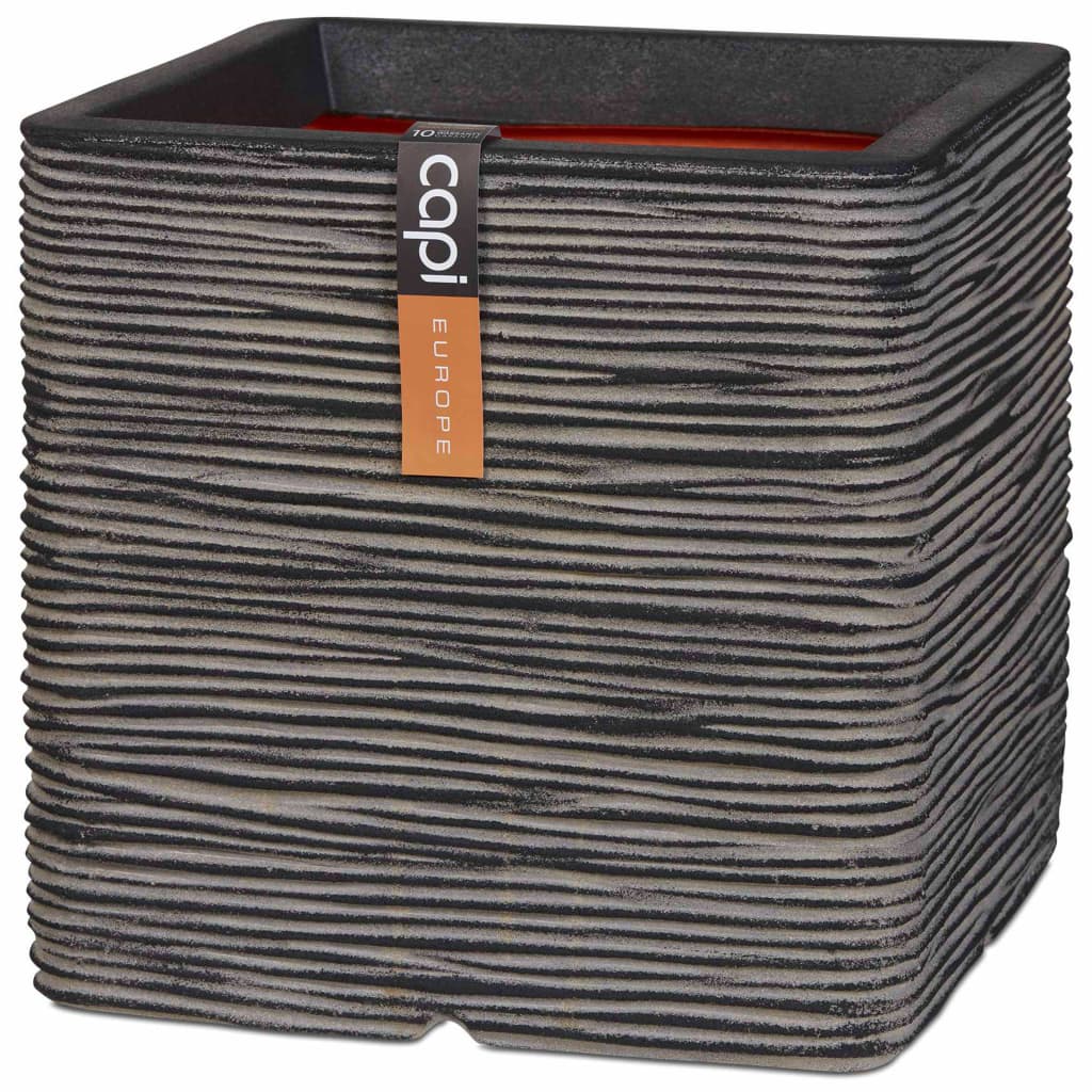 Capi Planter Nature Rib Square 40x40 cm Anthracite KOFZ903