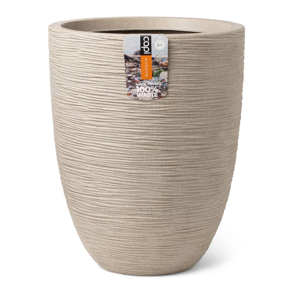 Capi Vase Elegant Low Waste Rib 34x46 cm Terrazzo Beige