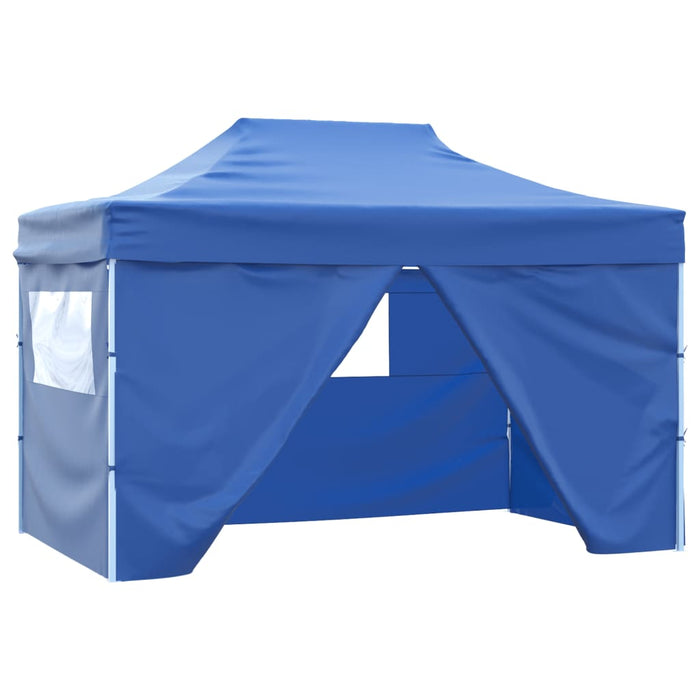 vidaXL Foldable Tent Pop-Up with 4 Side Walls 3x4.5 m Blue