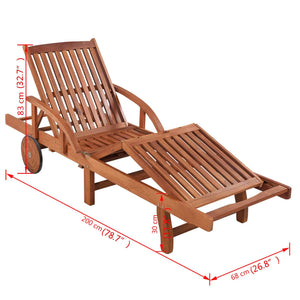 vidaXL Sun Lounger with Table Solid Acacia Wood