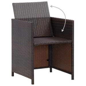 vidaXL 11 Piece Outdoor Dining Set with Cushions Poly Rattan Brown