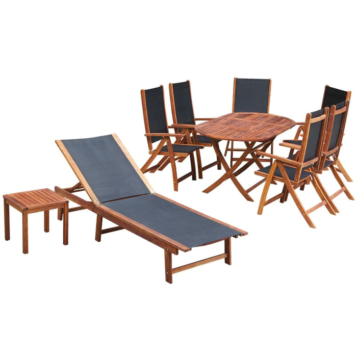 vidaXL 9 Piece Outdoor Dining Set with Cushions Solid Acacia Wood