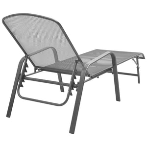 vidaXL Sun Loungers 2 pcs with Table Steel Anthracite