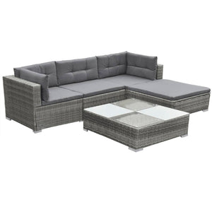 vidaXL 5 Piece Garden Lounge Set with Cushions Poly Rattan Grey