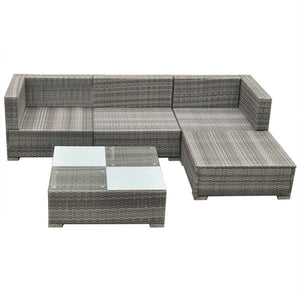 vidaXL 5 Piece Garden Lounge Set with Cushions Poly Rattan Grey