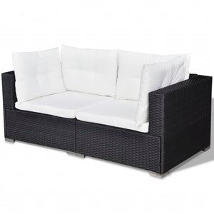 vidaXL 6 Piece Garden Lounge Set with Cushions Poly Rattan Black