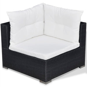 vidaXL 6 Piece Garden Lounge Set with Cushions Poly Rattan Black