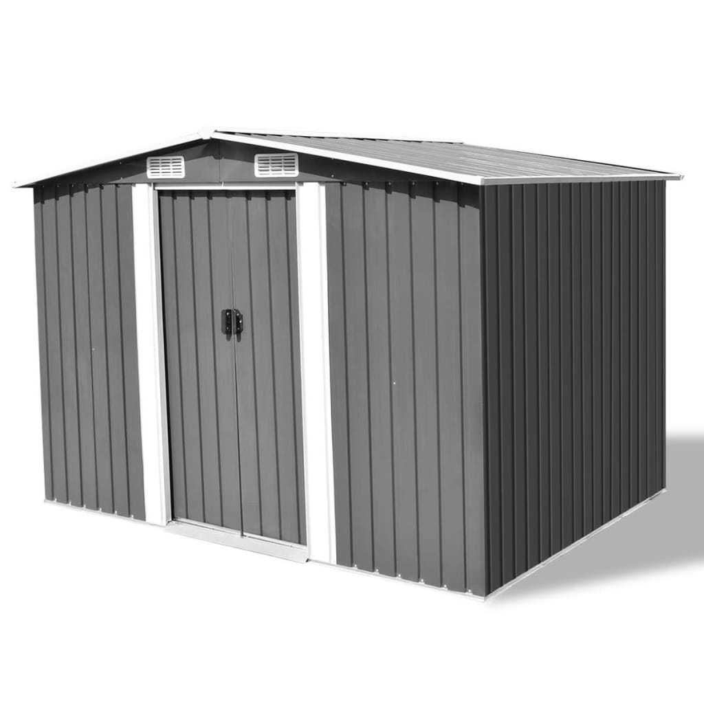 vidaXL Garden Storage Shed Grey Metal 257x205x178 cm