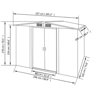 vidaXL Garden Storage Shed Grey Metal 257x205x178 cm