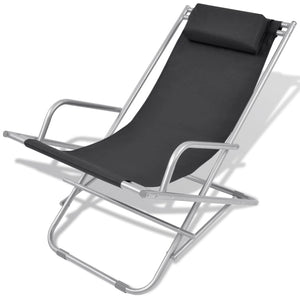 vidaXL Reclining Deck Chairs 2 pcs Steel Black