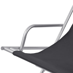 vidaXL Reclining Deck Chairs 2 pcs Steel Black