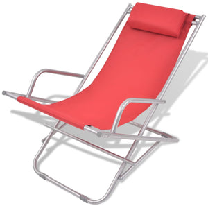 vidaXL Reclining Deck Chairs 2 pcs Steel Red