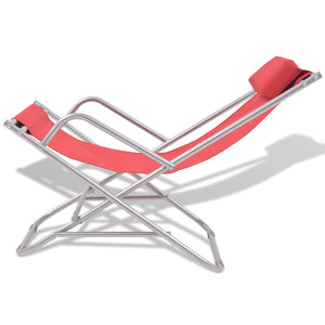 vidaXL Reclining Deck Chairs 2 pcs Steel Red