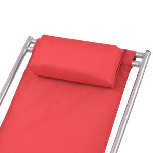 vidaXL Reclining Deck Chairs 2 pcs Steel Red