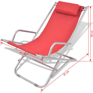 vidaXL Reclining Deck Chairs 2 pcs Steel Red