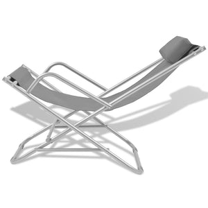 vidaXL Reclining Deck Chairs 2 pcs Steel Grey