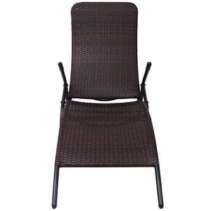 vidaXL Folding Sun Lounger Poly Rattan Brown