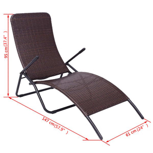 vidaXL Folding Sun Lounger Poly Rattan Brown