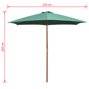 vidaXL Garden Parasol 270x270 cm Wooden Pole Green