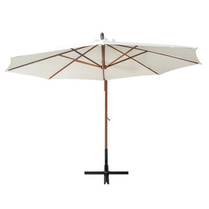 vidaXL Hanging Parasol 350 cm Wooden Pole White