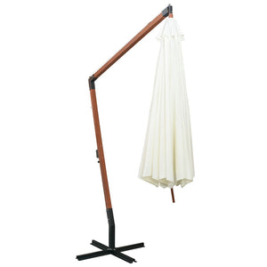 vidaXL Hanging Parasol 350 cm Wooden Pole White