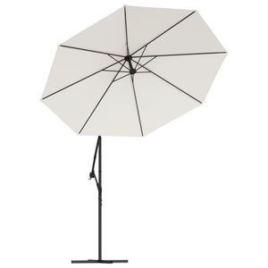 vidaXL Hanging Parasol with LED Lighting 300 cm Sand Metal Pole